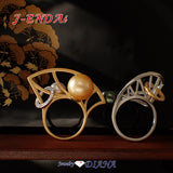 Women's ring, made in Japan, J-ENDAi, highest quality Akoya pearl, South Sea pearl, diamond, 13 stones, ring, K18, 18k, Japanese jewelry craftsman, J-ENDAi