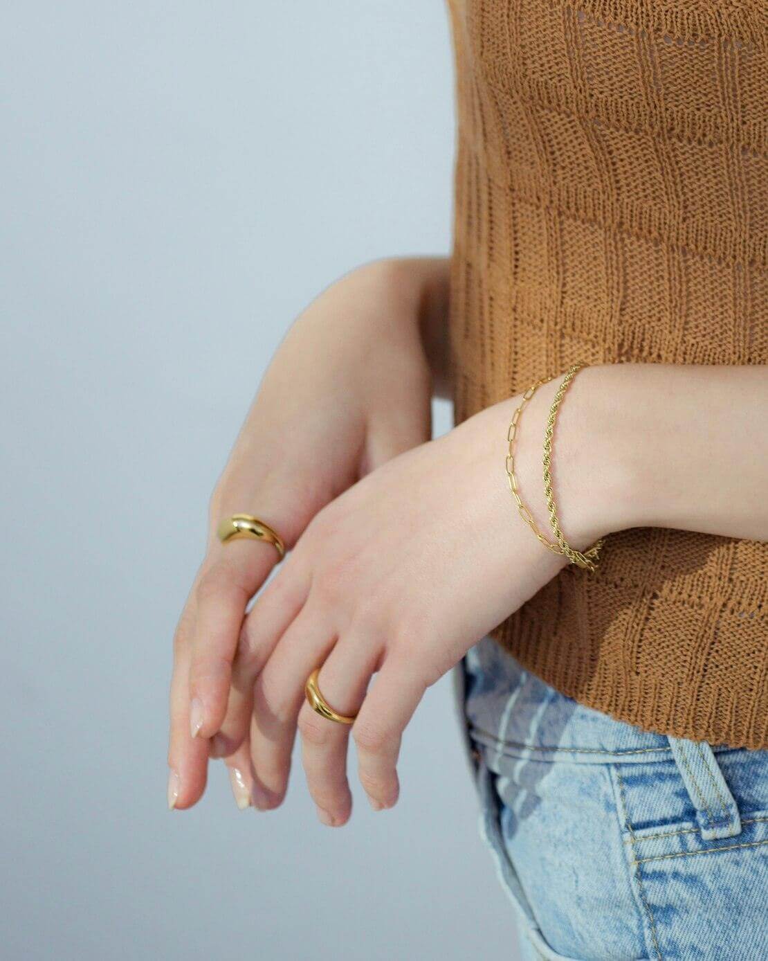 [ゴールド] ナローペーパーチェーンブレスレット