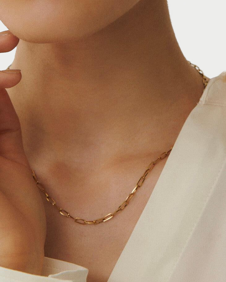 [ゴールド] ナローペーパーチェーンネックレス
