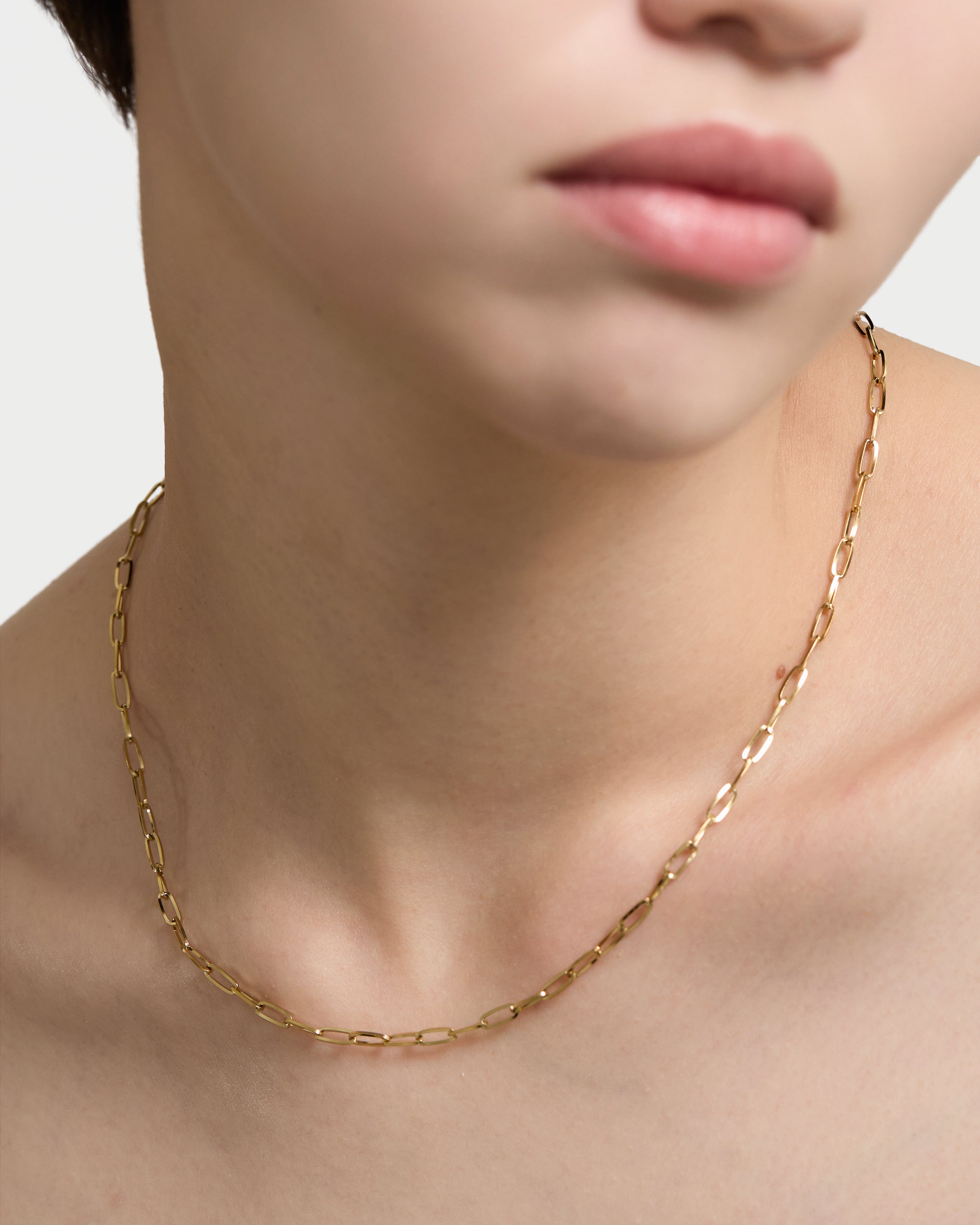 [ゴールド] ナローペーパーチェーンネックレス