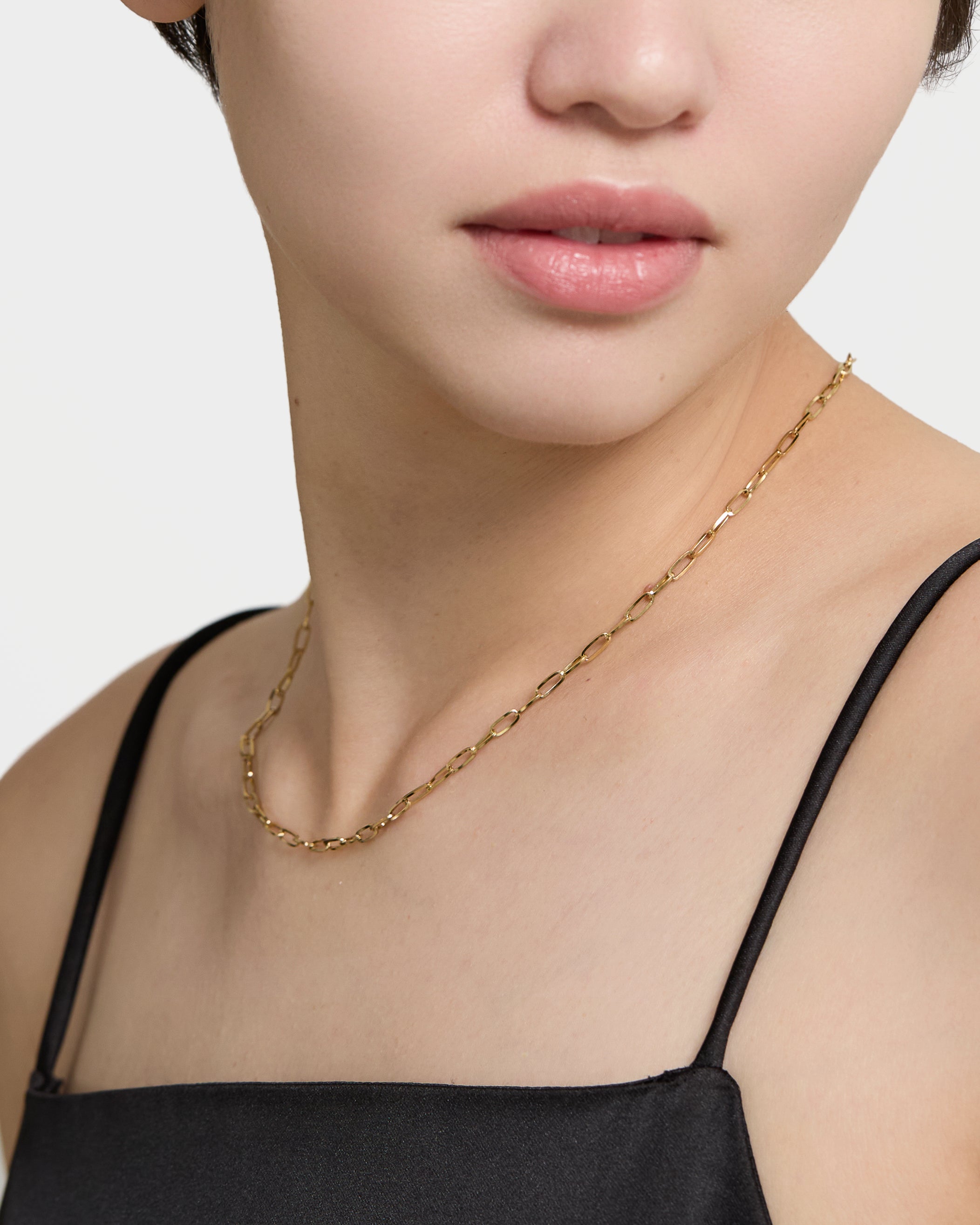 [ゴールド] ナローペーパーチェーンネックレス