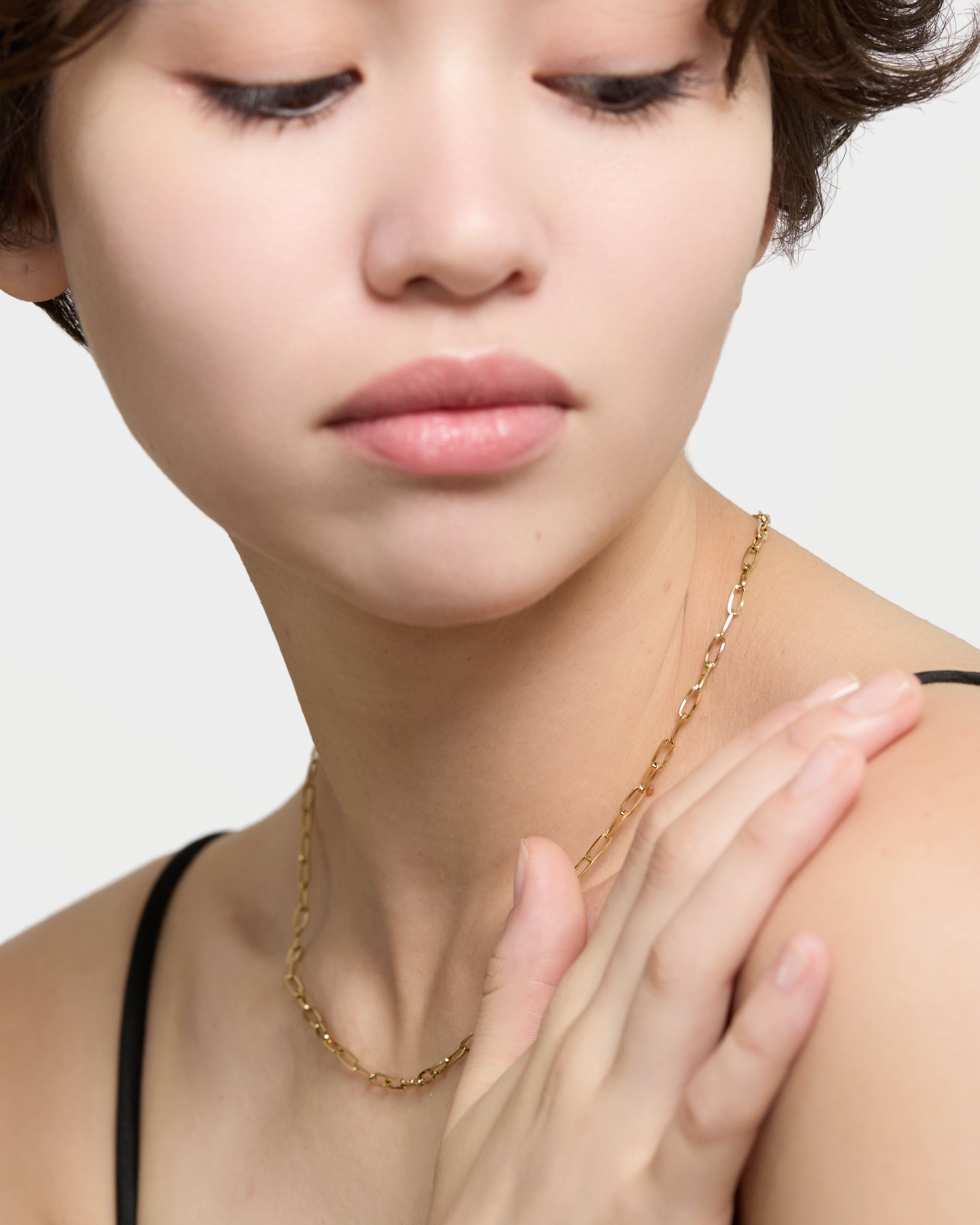 [ゴールド] ナローペーパーチェーンネックレス