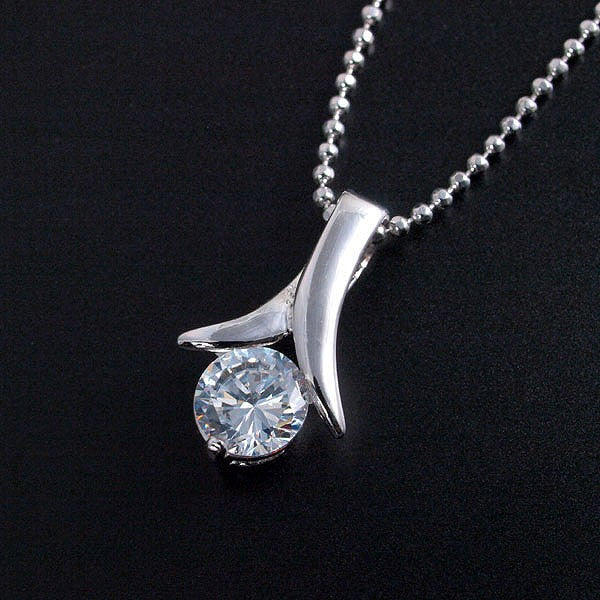 Limited Quantity [Treasure Chest] Elegance is the key! Features a 6mm CZ! A classic, popular swing necklace with a platinum finish