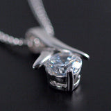Limited Quantity [Treasure Chest] Elegance is the key! Features a 6mm CZ! A classic, popular swing necklace with a platinum finish
