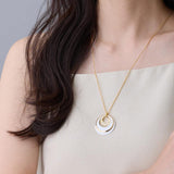 日本製 ジュエリー ロング ネックレス オープンムーン フープ 大振り おしゃれ ホワイト ブラック 選べる4タイプ (op-128)