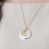 日本製 ジュエリー ロング ネックレス オープンムーン フープ 大振り おしゃれ ホワイト ブラック 選べる4タイプ (op-128)