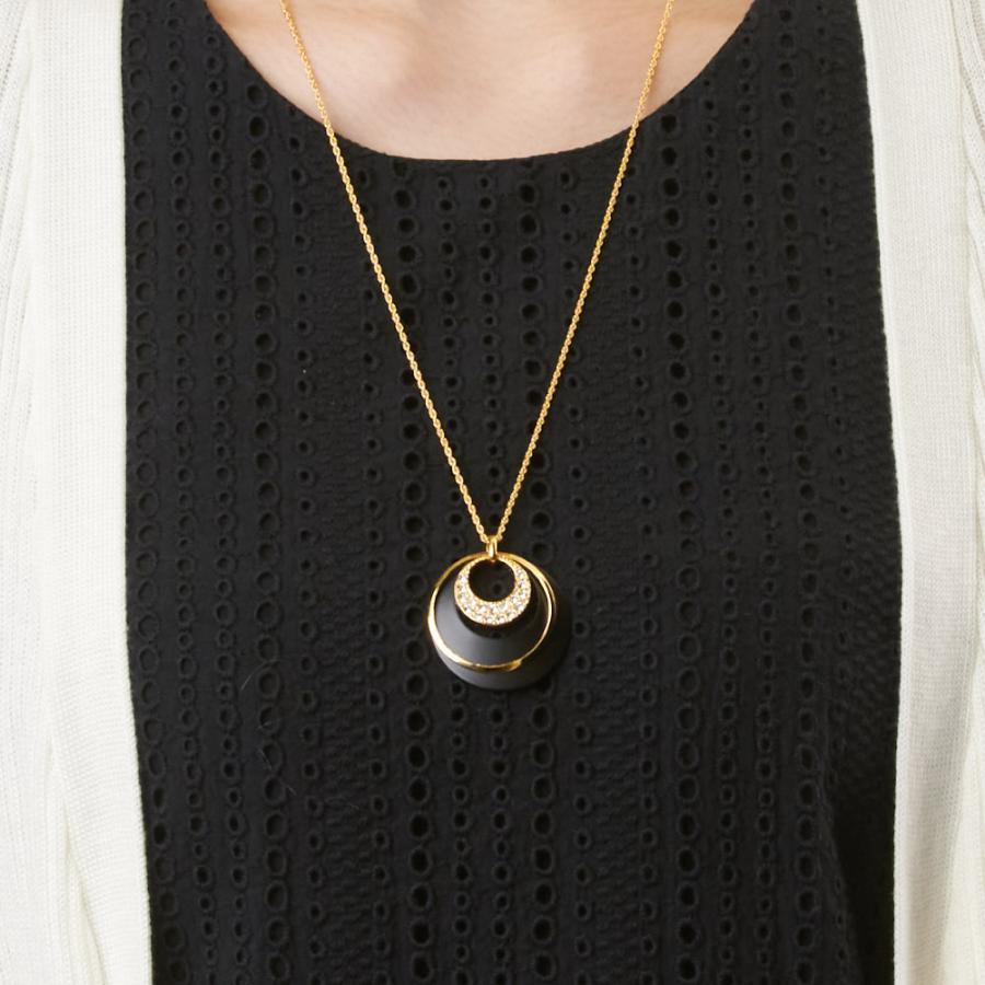 日本製 ジュエリー ロング ネックレス オープンムーン フープ 大振り おしゃれ ホワイト ブラック 選べる4タイプ (op-128)