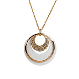 日本製 ジュエリー ロング ネックレス オープンムーン フープ 大振り おしゃれ ホワイト ブラック 選べる4タイプ (op-128)