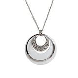 日本製 ジュエリー ロング ネックレス オープンムーン フープ 大振り おしゃれ ホワイト ブラック 選べる4タイプ (op-128)