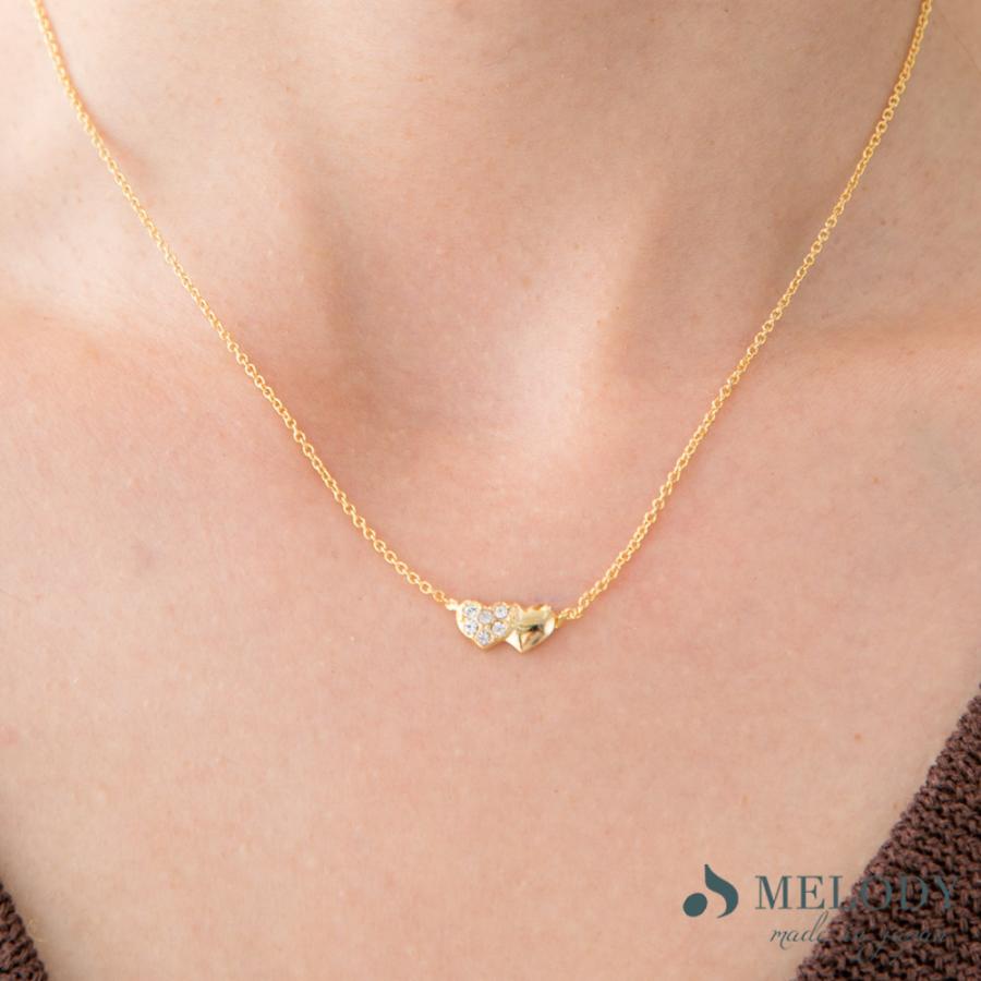 ストーン パヴェ ハート ネックレス ペンダント 日本製 ジュエリー ゴールド・ピンクゴールド・シルバーの3色展開 (op-154)