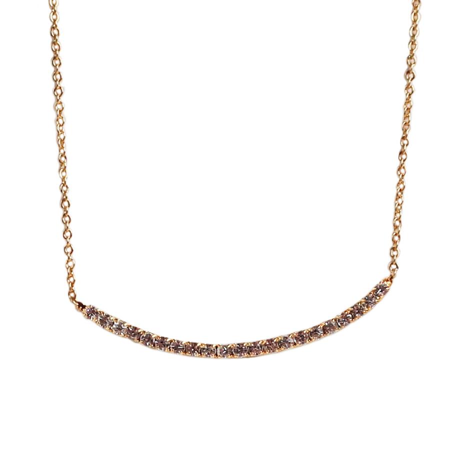 日本製 ジュエリー ラウンド スマイル ネックレス ストーン ペンダント フォーマル ゴールド・ピンクゴールド・シルバーの3色展開 (op-218)