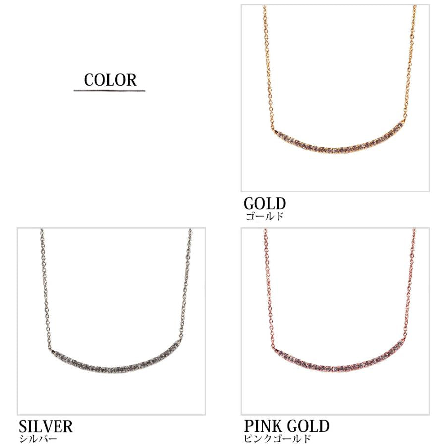 日本製 ジュエリー ラウンド スマイル ネックレス ストーン ペンダント フォーマル ゴールド・ピンクゴールド・シルバーの3色展開 (op-218)