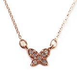日本製 ジュエリー ネックレス ラインストーン バタフライ 蝶 ちょうちょ パヴェ モチーフ ゴールド・ピンクゴールド・シルバーの3色展開 (op-228)