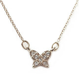 日本製 ジュエリー ネックレス ラインストーン バタフライ 蝶 ちょうちょ パヴェ モチーフ ゴールド・ピンクゴールド・シルバーの3色展開 (op-228)