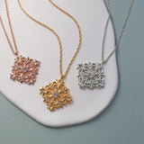 日本製 ジュエリー アラベスク ダイヤシェイプ マーキス ロング ネックレス ペンダント ストーン ゴールド・ピンクゴールド・シルバーの3色展開 (op-244)