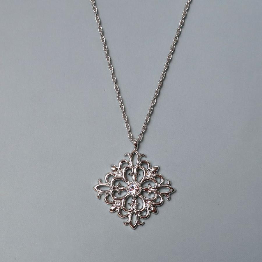 日本製 ジュエリー アラベスク ダイヤシェイプ マーキス ロング ネックレス ペンダント ストーン ゴールド・ピンクゴールド・シルバーの3色展開 (op-244)