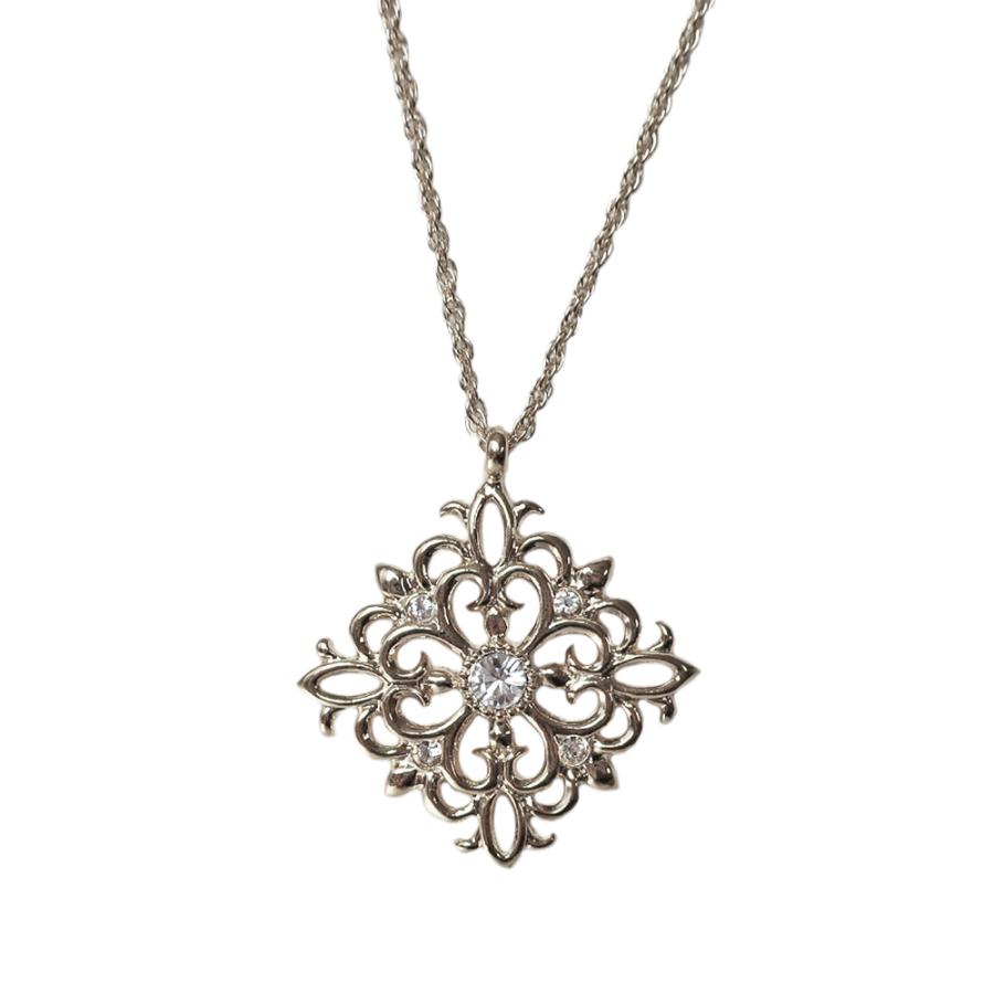 日本製 ジュエリー アラベスク ダイヤシェイプ マーキス ロング ネックレス ペンダント ストーン ゴールド・ピンクゴールド・シルバーの3色展開 (op-244)