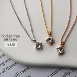 日本製 ジュエリー ネックレス プチ ペンダント 1粒 小ぶり ストーン シンプル  ゴールド・ピンクゴールド・シルバーの3色展開 (op-n1)