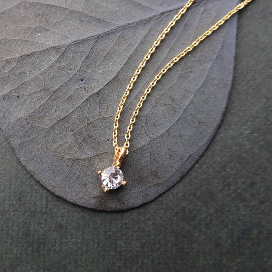 日本製 ジュエリー ネックレス プチ ペンダント 1粒 小ぶり ストーン シンプル  ゴールド・ピンクゴールド・シルバーの3色展開 (op-n1)