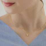 日本製 ジュエリー ネックレス プチ ペンダント 1粒 小ぶり ストーン シンプル  ゴールド・ピンクゴールド・シルバーの3色展開 (op-n1)