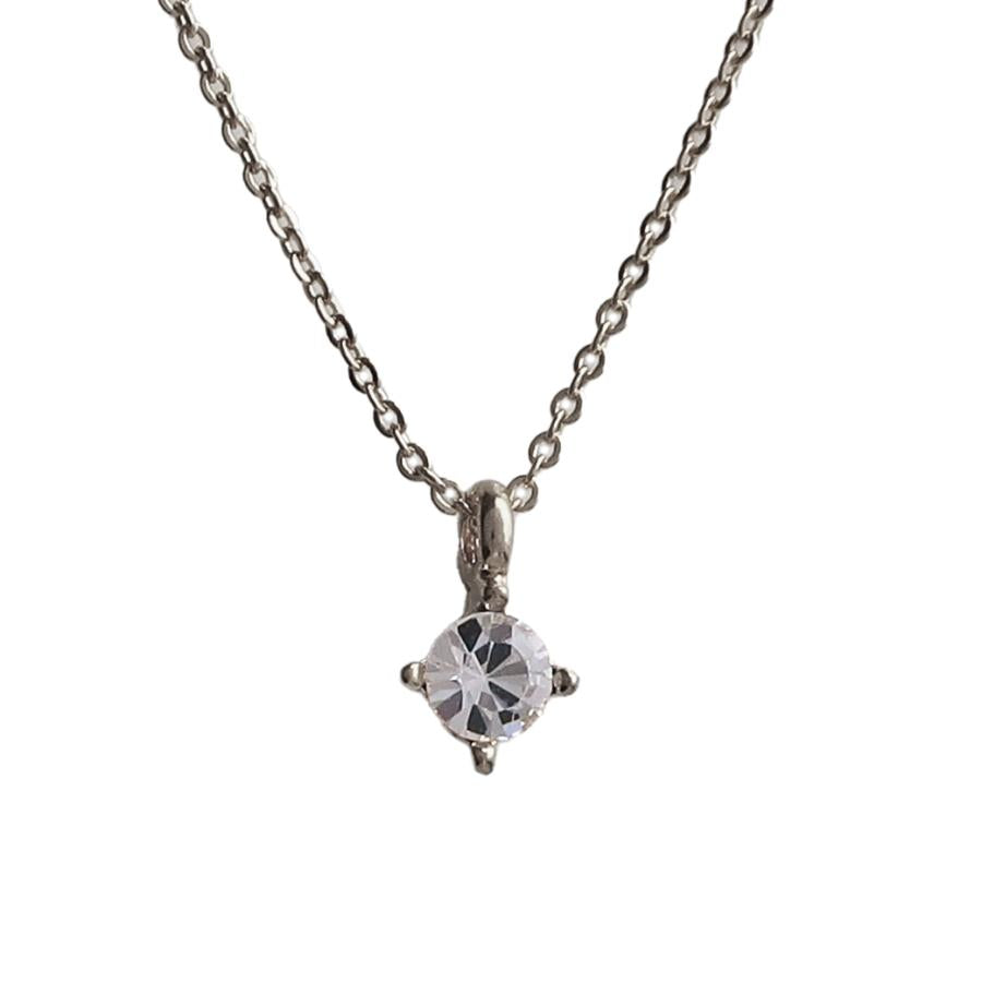 日本製 ジュエリー ネックレス プチ ペンダント 1粒 小ぶり ストーン シンプル  ゴールド・ピンクゴールド・シルバーの3色展開 (op-n1)