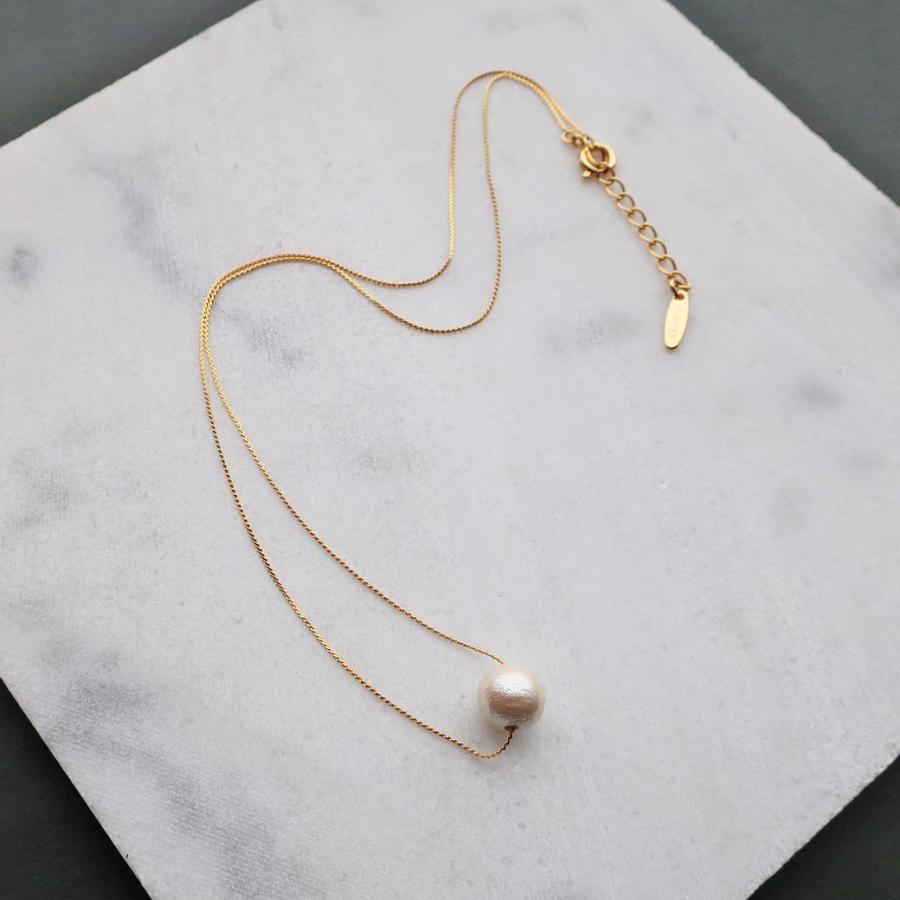 日本製 ジュエリー ネックレス 1粒 コットンパール パール チェーン フォーマル  コットンパールと、艶やかなキスカパールの2つのパールから選べる (op-n45)