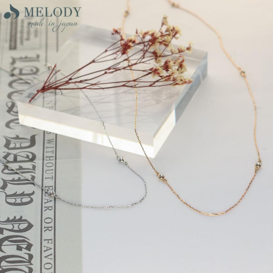 日本製 ジュエリー ネックレス ロングネックレス ペンダント 6粒 ビジュー ステーション ゴールド・シルバーの2色展開 (op-n58)