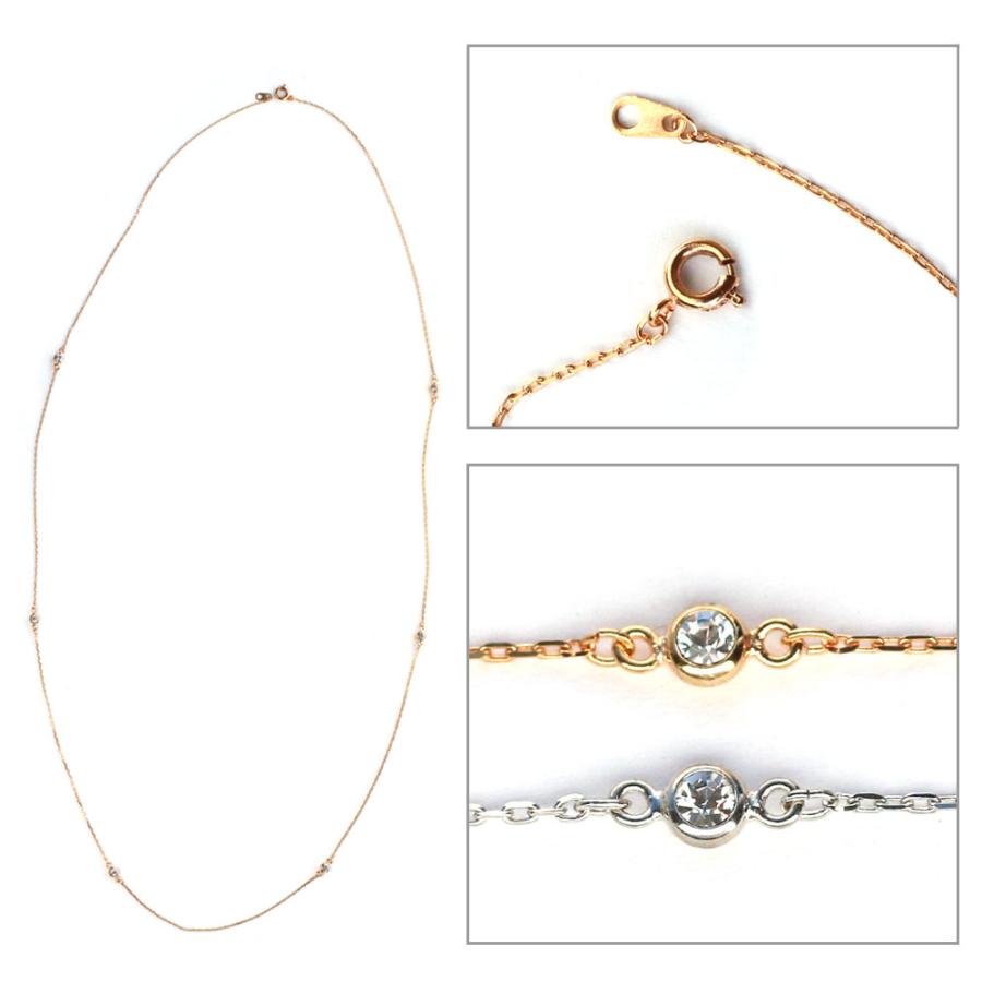 日本製 ジュエリー ネックレス ロングネックレス ペンダント 6粒 ビジュー ステーション ゴールド・シルバーの2色展開 (op-n58)