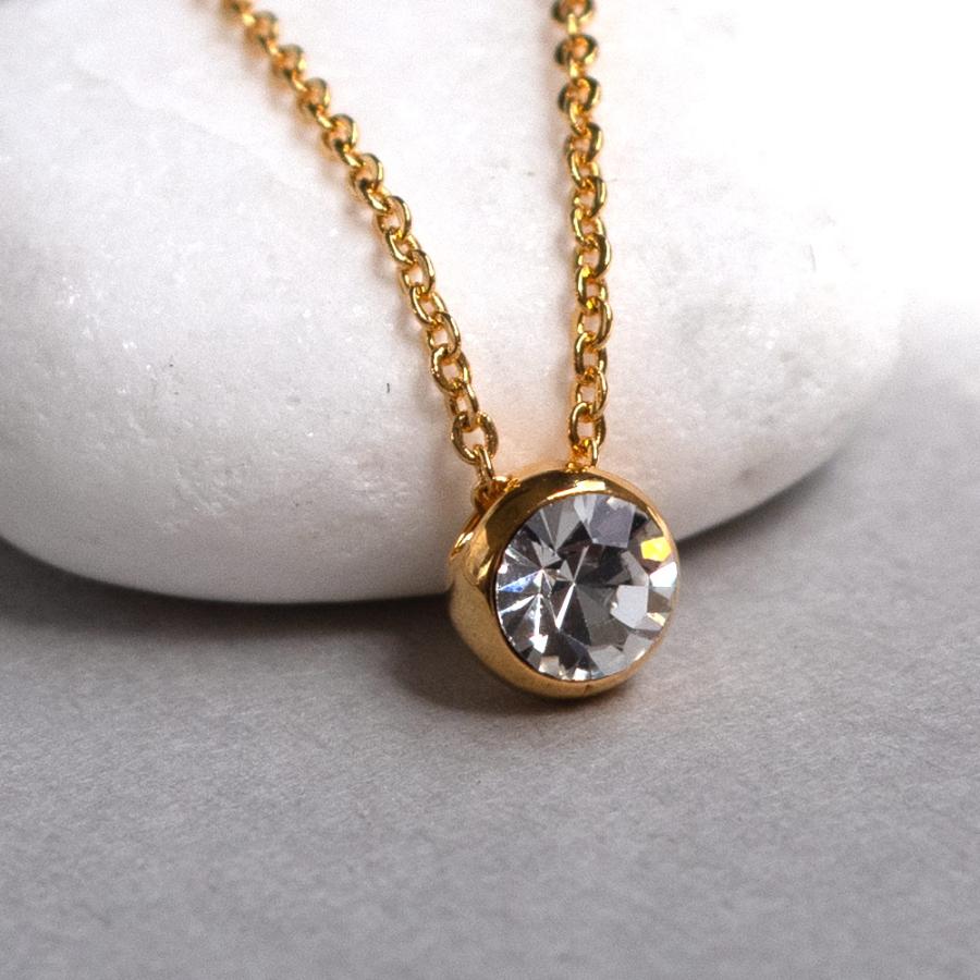 日本製 ジュエリー ネックレス シンプル 1粒 ビジュー ペンダント 小ぶり ゴールド・ピンクゴールド・シルバーの3色展開 OP-N7