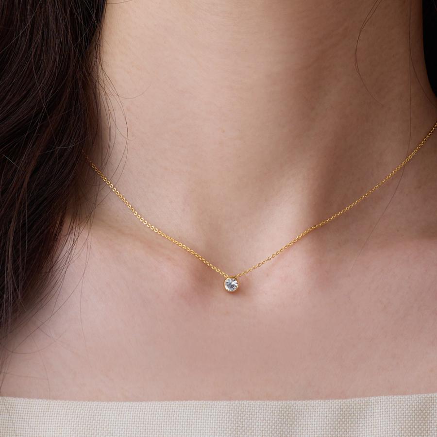 日本製 ジュエリー ネックレス シンプル 1粒 ビジュー ペンダント 小ぶり ゴールド・ピンクゴールド・シルバーの3色展開 OP-N7