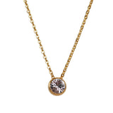 日本製 ジュエリー ネックレス シンプル 1粒 ビジュー ペンダント 小ぶり ゴールド・ピンクゴールド・シルバーの3色展開 OP-N7