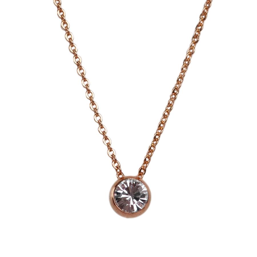 日本製 ジュエリー ネックレス シンプル 1粒 ビジュー ペンダント 小ぶり ゴールド・ピンクゴールド・シルバーの3色展開 OP-N7