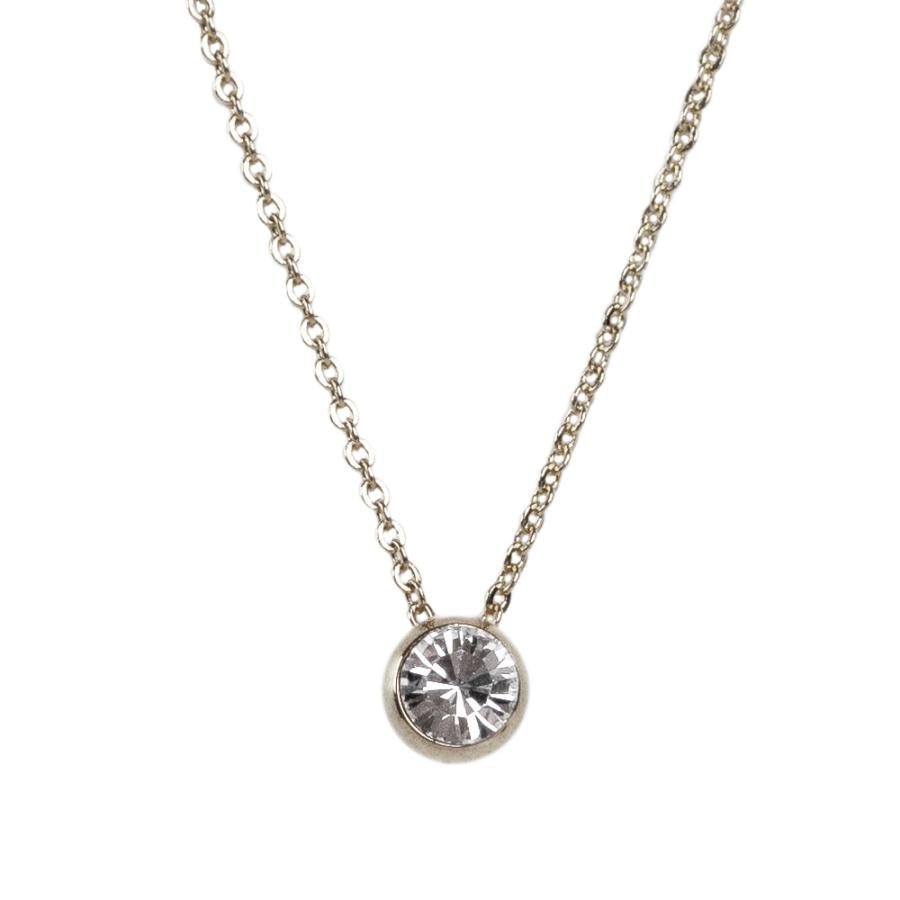 日本製 ジュエリー ネックレス シンプル 1粒 ビジュー ペンダント 小ぶり ゴールド・ピンクゴールド・シルバーの3色展開 OP-N7