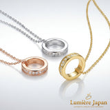 新商品 日本製 フルエタニティリングペンダントネックレス ピンクゴールド ゴールド プラチナ仕上げ 3色展開