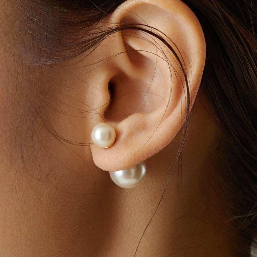 New Arrival: Popular Pearl Earrings with Double Backlashes, Tribal Earrings, Back Backs, Made in Japan, Available in 2 Sizes (pi-n12)