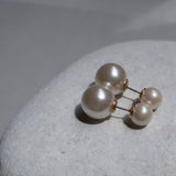 New Arrival: Popular Pearl Earrings with Double Backlashes, Tribal Earrings, Back Backs, Made in Japan, Available in 2 Sizes (pi-n12)
