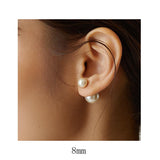 New Arrival: Popular Pearl Earrings with Double Backlashes, Tribal Earrings, Back Backs, Made in Japan, Available in 2 Sizes (pi-n12)