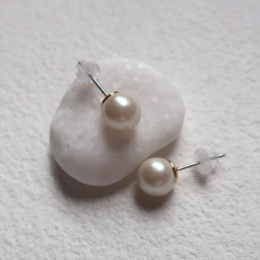 New Arrival: Popular Pearl Earrings with Double Backlashes, Tribal Earrings, Back Backs, Made in Japan, Available in 2 Sizes (pi-n12)