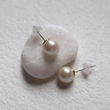 New Arrival: Popular Pearl Earrings with Double Backlashes, Tribal Earrings, Back Backs, Made in Japan, Available in 2 Sizes (pi-n12)