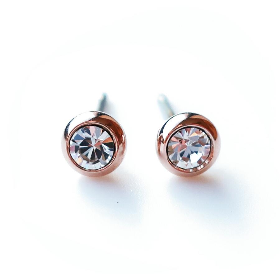 New Pure Titanium Stud Earrings with Small Stones, Perfect as Second Piercings, Formal Jewelry, Made in Japan, Available in Gold, Pink Gold, Silver, and Black (PI-N4)