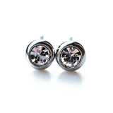 New Pure Titanium Stud Earrings with Small Stones, Perfect as Second Piercings, Formal Jewelry, Made in Japan, Available in Gold, Pink Gold, Silver, and Black (PI-N4)