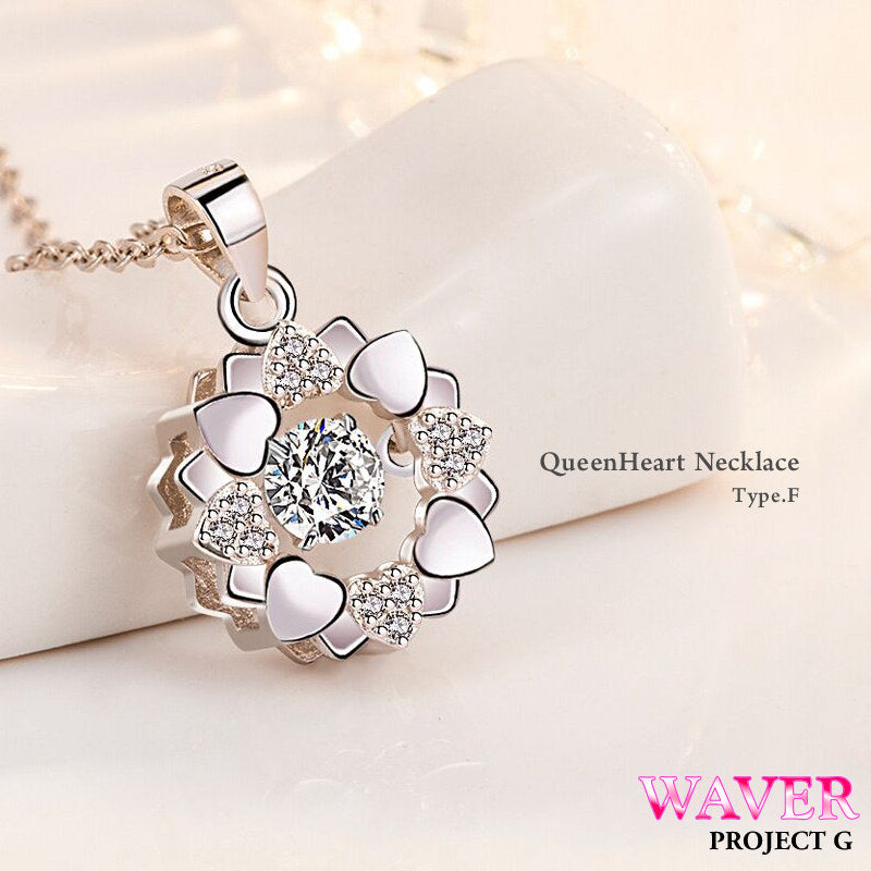 Necklace Ladies Earrings Swaying Stone Waver Queen Crown WAVER Necklace Platinum Finish Ladies Present Popular Gift