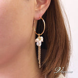 Limited Quantity! Treasure Chest! Very Popular! Feminine Charm UP! 2-Way ♪ CZ Freshwater Pearl Hoop Earrings, Titanium Posts, Gold Finish
