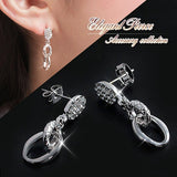 数量限定【宝箱】≪チタンポスト≫まるでジュエリー！大人のオーバルキラキラピアス！クリスタル下がりピアス プラチナ仕上げ