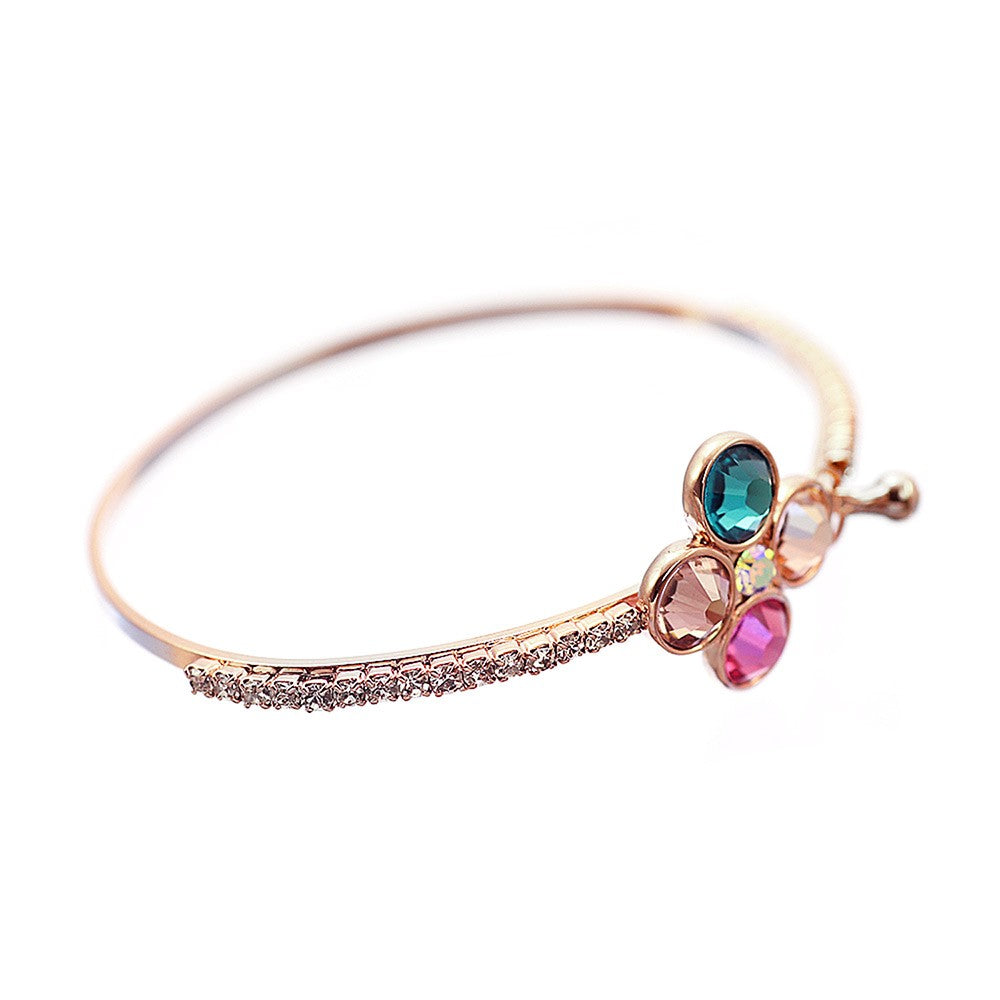 Limited Edition [Treasure Chest] Colorful Flower Bracelet: A sparkling and glamorous floral wristlet, easy to put on, with a pink gold and platinum finish.