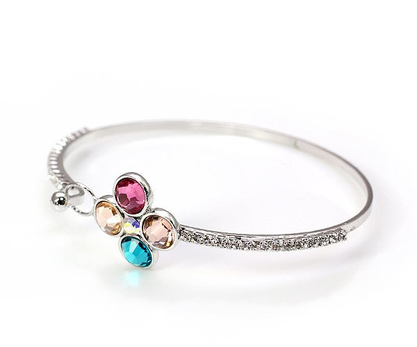 Limited Edition [Treasure Chest] Colorful Flower Bracelet: A sparkling and glamorous floral wristlet, easy to put on, with a pink gold and platinum finish.