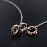 Limited Edition Treasure Chest! Super Stylish! Three-Color Full Eternity Triple Ring Necklace Gold Pink Gold Platinum Finish