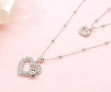 Limited edition: Double open heart necklace with double chain, platinum finish, specially designed for the grown woman and the young lady.