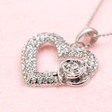 Limited edition: Double open heart necklace with double chain, platinum finish, specially designed for the grown woman and the young lady.