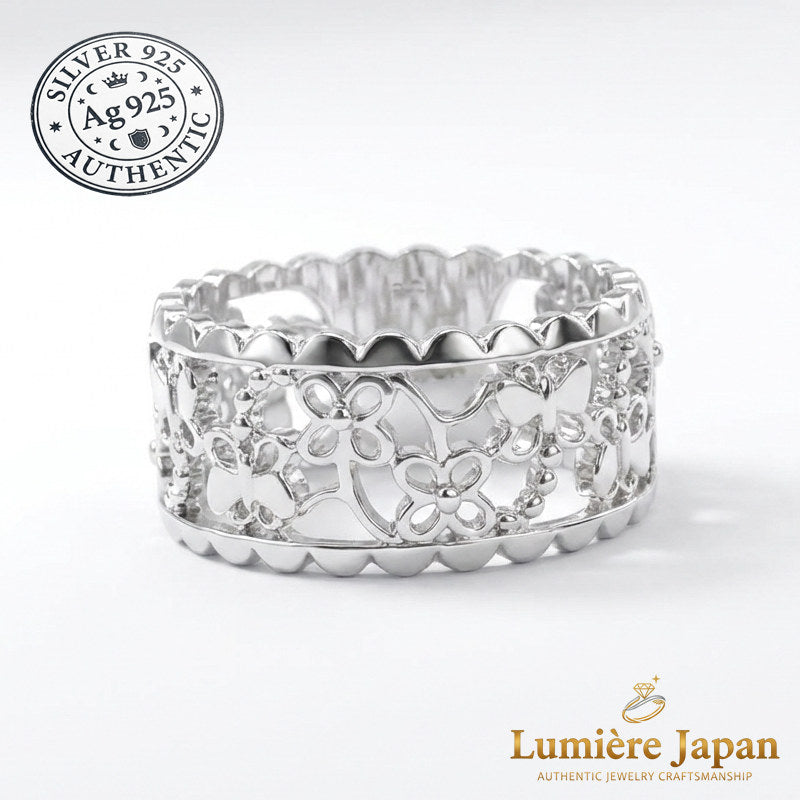 新商品 日本製 春光蝶リング｜蝶が踊る透かし彫り シルバー925 